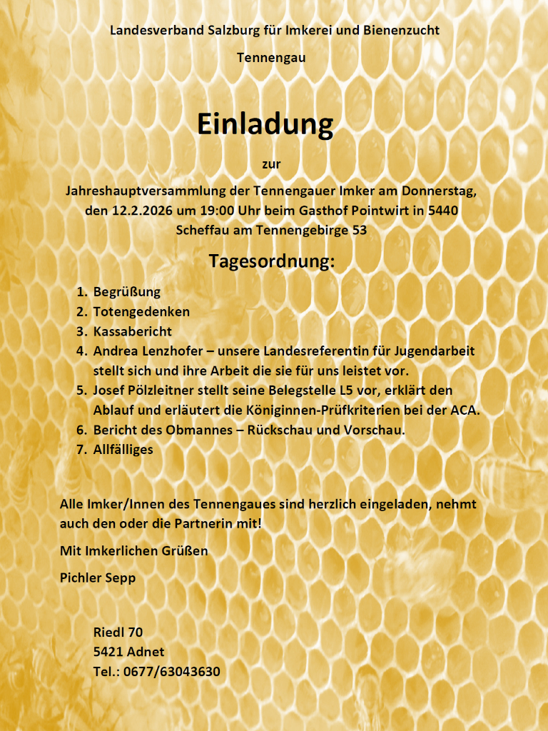 Einladung zur Tennengauer Gauversammlung 2026